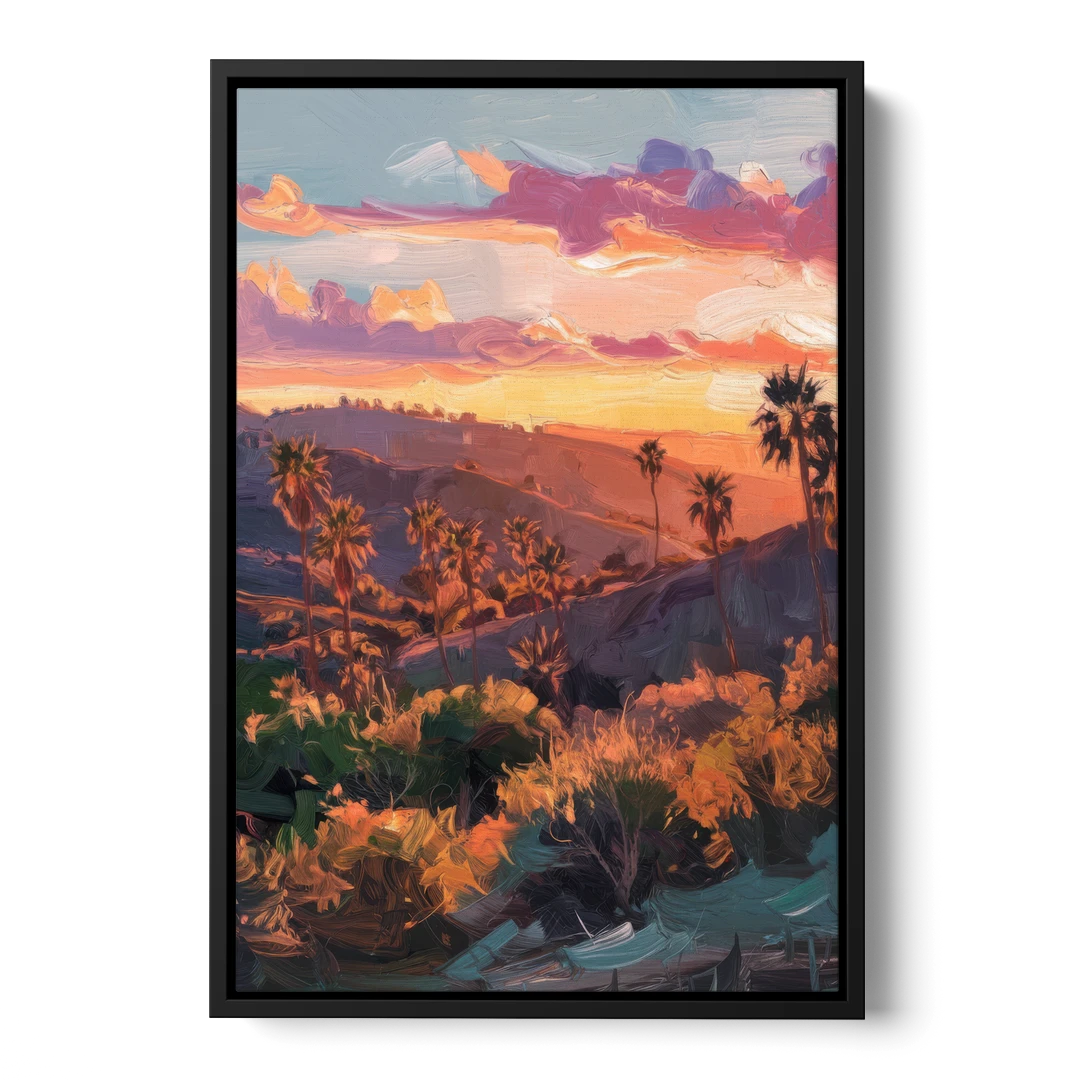 Anaheim Sunset Views - Black Framed Canvas Wall Art - Front