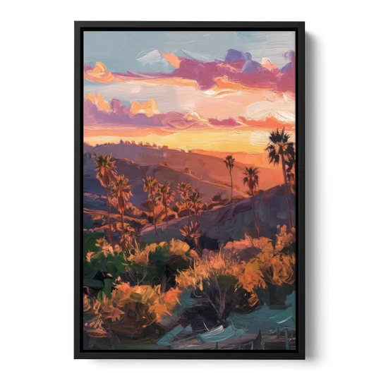 Anaheim Sunset Views - Black Framed Canvas Wall Art - Front