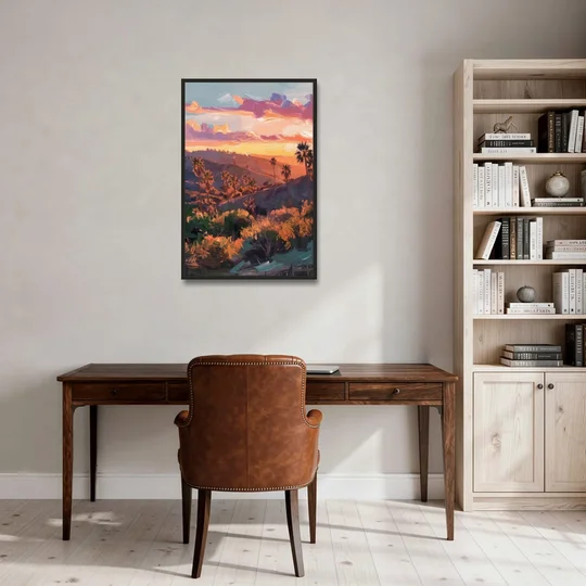 Anaheim Sunset Views - Black Framed Canvas Wall Art - Office - 24x36