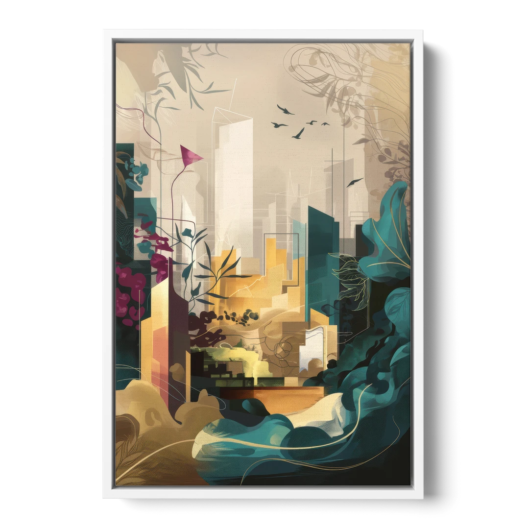 Anaheim Urban Charm - White Framed Canvas Wall Art - Front