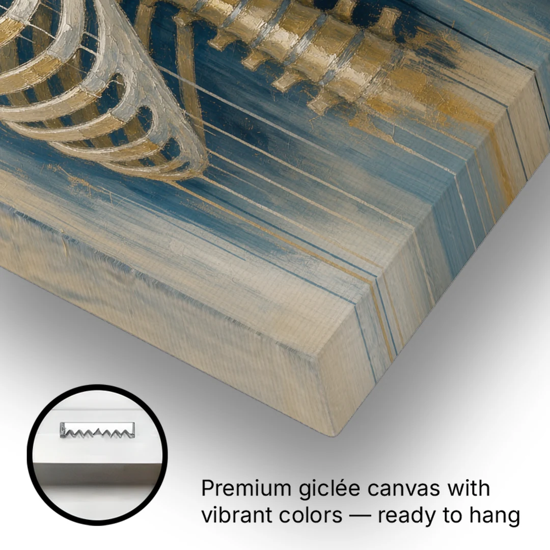 Anatomical Wall Art with a Gilded Heart Within - Canvas Wall Art - Gallery Wrap Corner