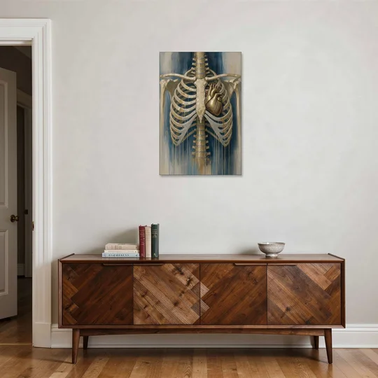 Anatomical Wall Art with a Gilded Heart Within - Canvas Wall Art - Coffee Table - 24x36