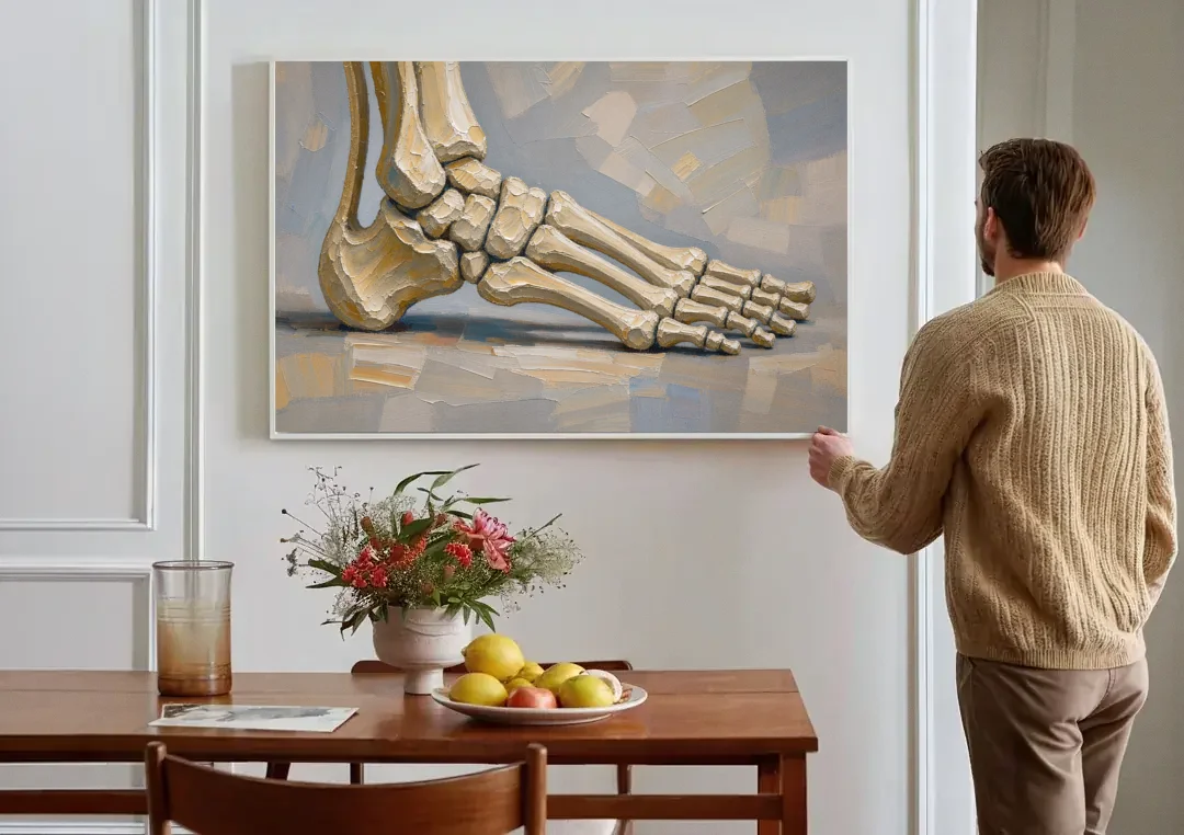 Anatomy Wall Art of the Arching Foot canvas wall art above a dining table