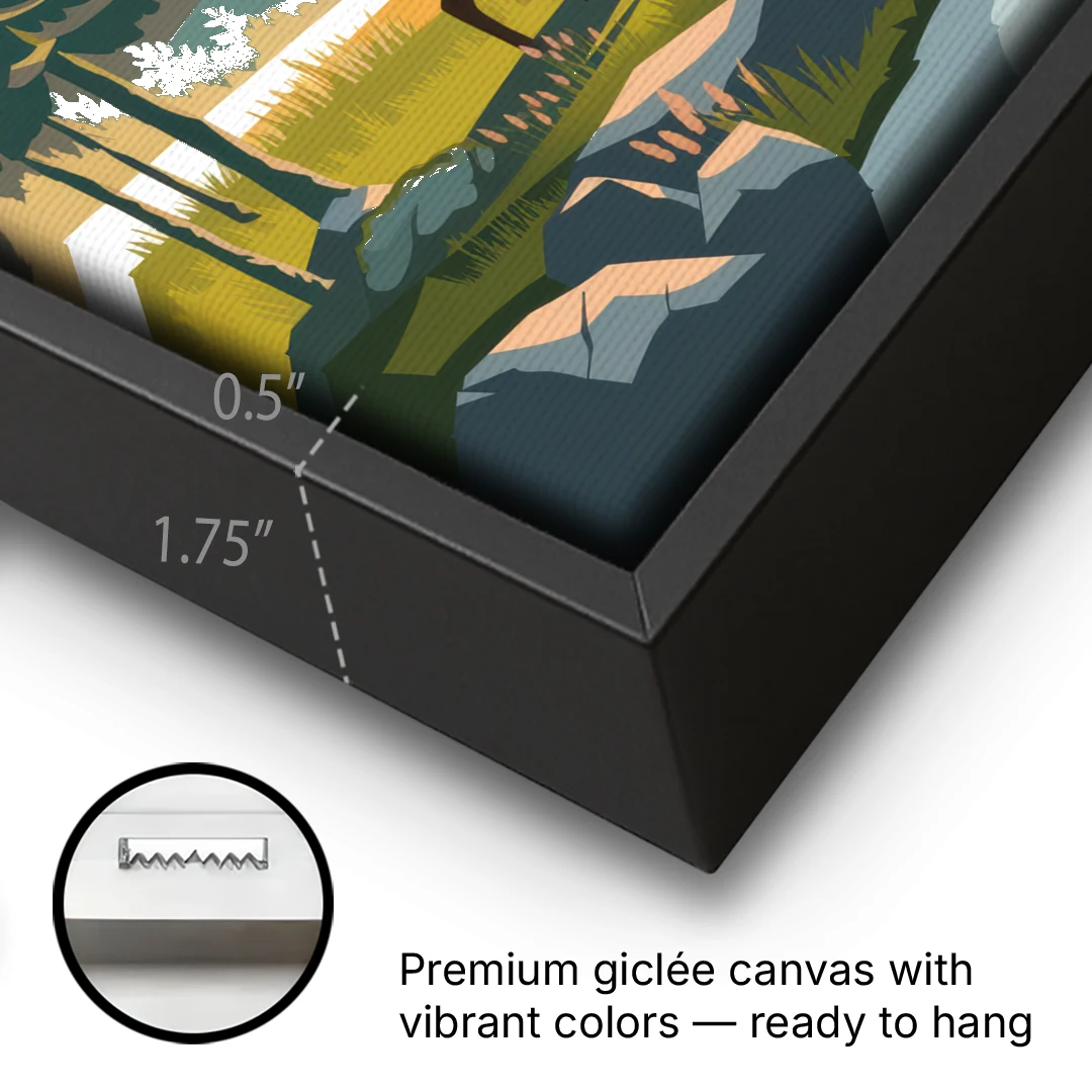 Anchorage Alaskan Wilderness - Black Framed Canvas Wall Art - Gallery Wrap Corner