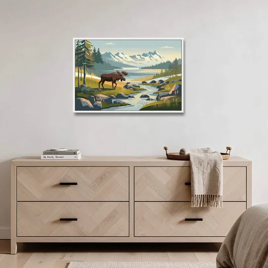 Anchorage Alaskan Wilderness - White Framed Canvas Wall Art - Coffee Table - 36x24