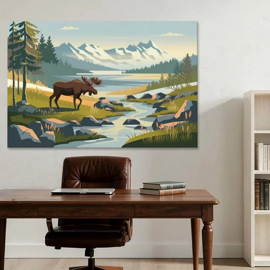 Anchorage Alaskan Wilderness - Canvas Wall Art - Office - 60x40