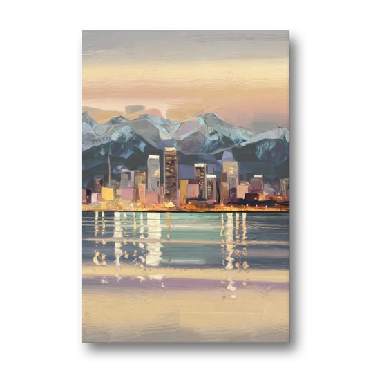 Anchorage Cityscape Reflection - Canvas Wall Art - Front
