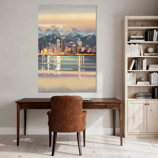 Anchorage Cityscape Reflection - Canvas Wall Art - Office - 40x60