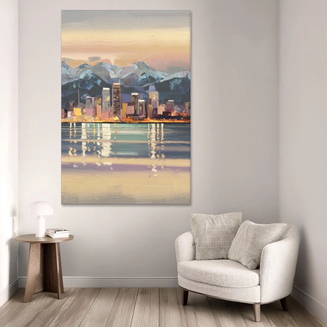 Anchorage Cityscape Reflection - Canvas Wall Art - Sofa - 40x60