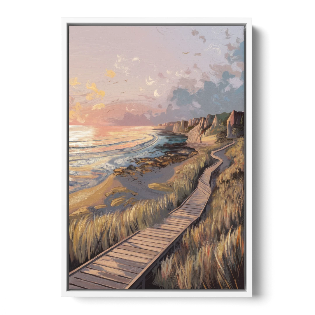 Anchorage Coastal Landscape - White Framed Canvas Wall Art - Front