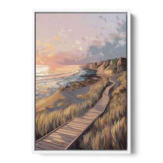 Anchorage Coastal Landscape - White Framed Canvas Wall Art - Front