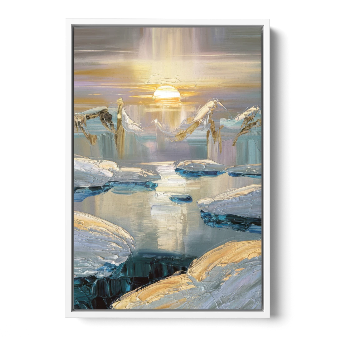 Anchorage Midnight Sun - White Framed Canvas Wall Art - Front