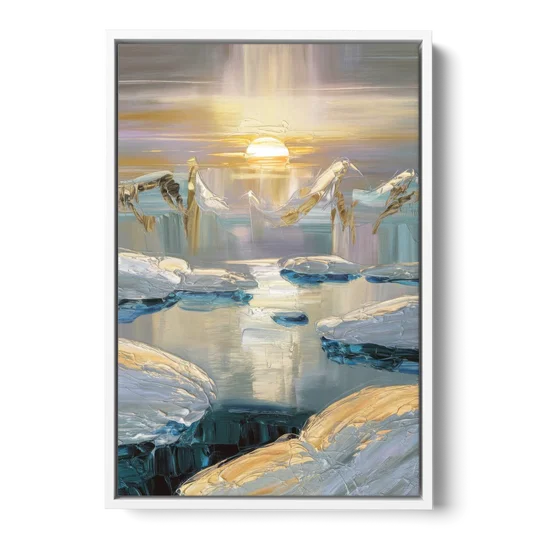 Anchorage Midnight Sun - White Framed Canvas Wall Art - Front