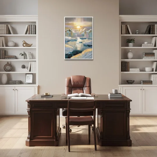 Anchorage Midnight Sun - White Framed Canvas Wall Art - Office - 24x36