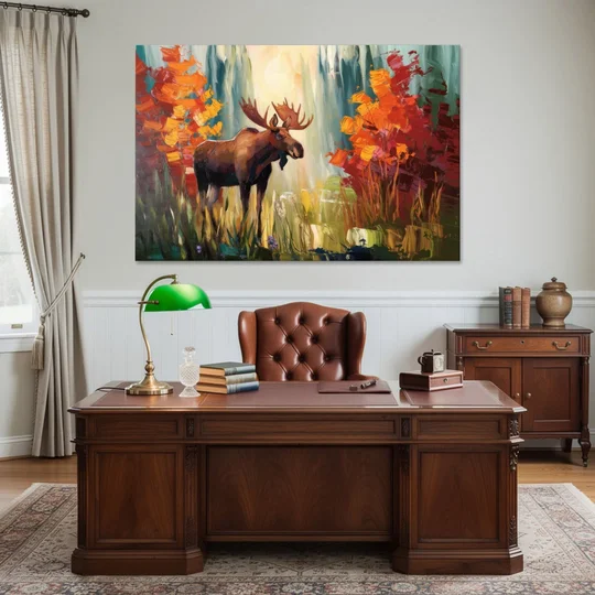 Anchorage Moose In The Wild - Canvas Wall Art - Office - 60x40