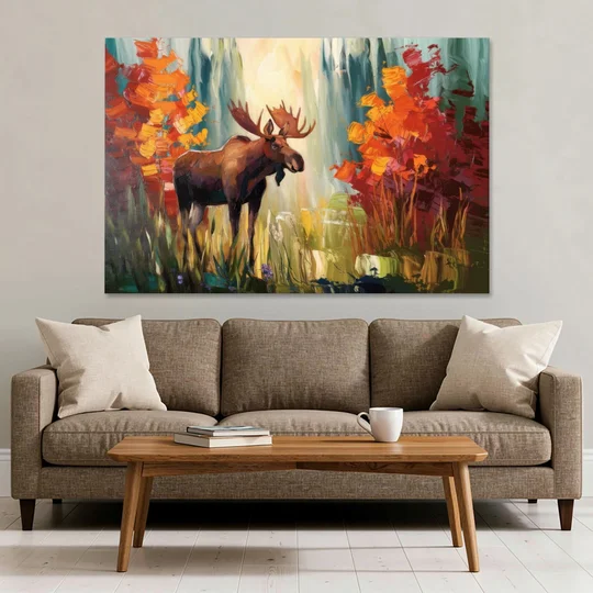 Anchorage Moose In The Wild - Canvas Wall Art - Sofa - 60x40