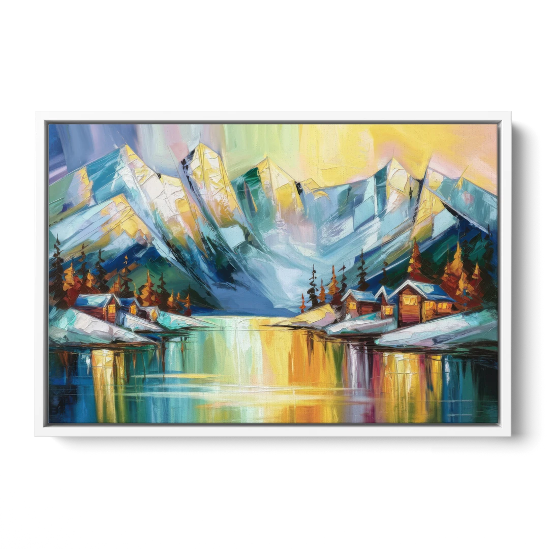 Anchorage Mountain Views - White Framed Canvas Wall Art - Front
