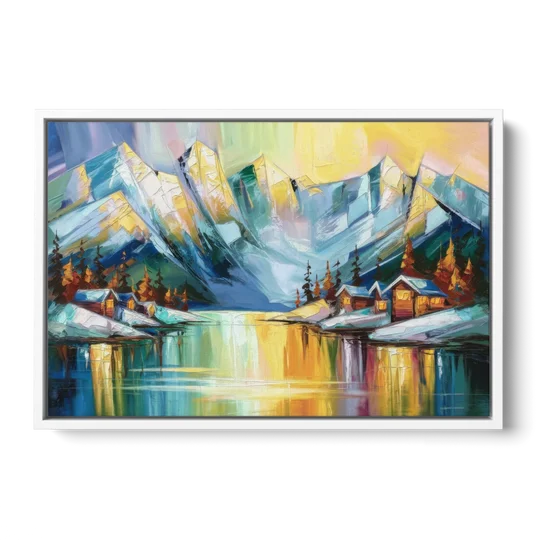 Anchorage Mountain Views - White Framed Canvas Wall Art - Front