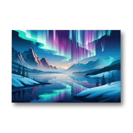 Anchorage Northern Lights Scene - Canvas Wall Art - Front