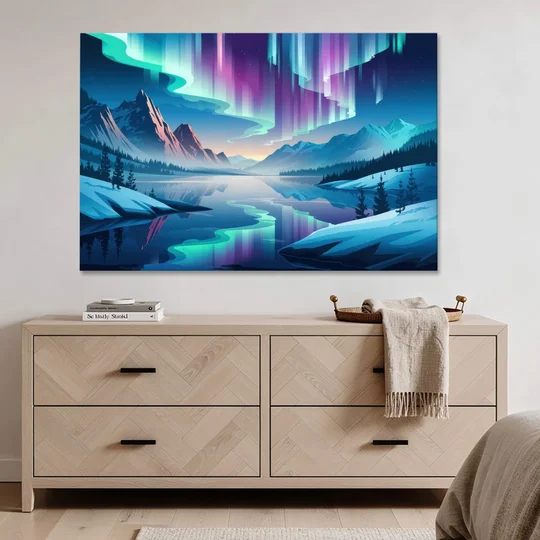 Anchorage Northern Lights Scene - Canvas Wall Art - Coffee Table - 60x40