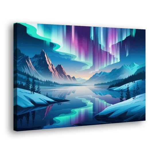 Anchorage Northern Lights Scene - Canvas Wall Art - Side