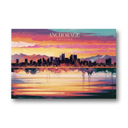 Anchorage Skyline Sunset - Canvas Wall Art - Front