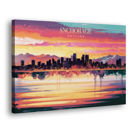Anchorage Skyline Sunset - Canvas Wall Art - Side