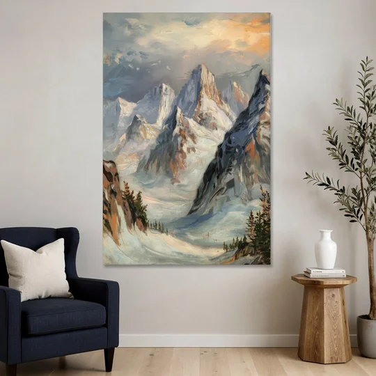 Anchorage Snowy Peaks - Canvas Wall Art - Sofa - 40x60