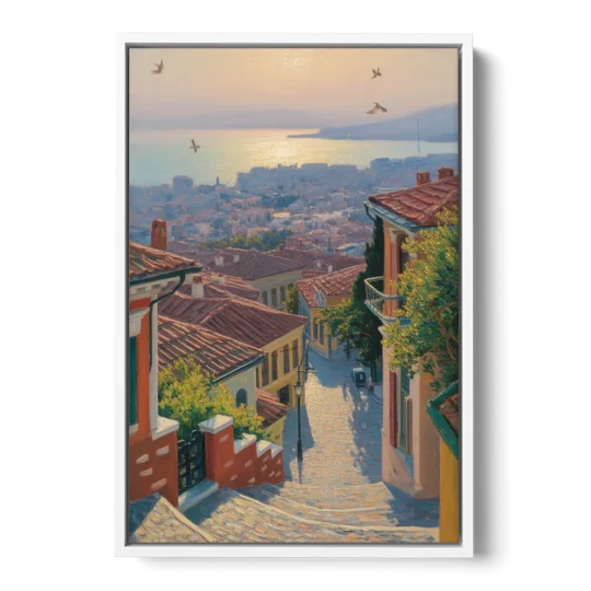 Ano Poli Views - White Framed Canvas Wall Art - Front