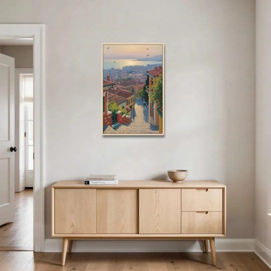 Ano Poli Views - Oak Framed Canvas Wall Art - Coffee Table - 24x36