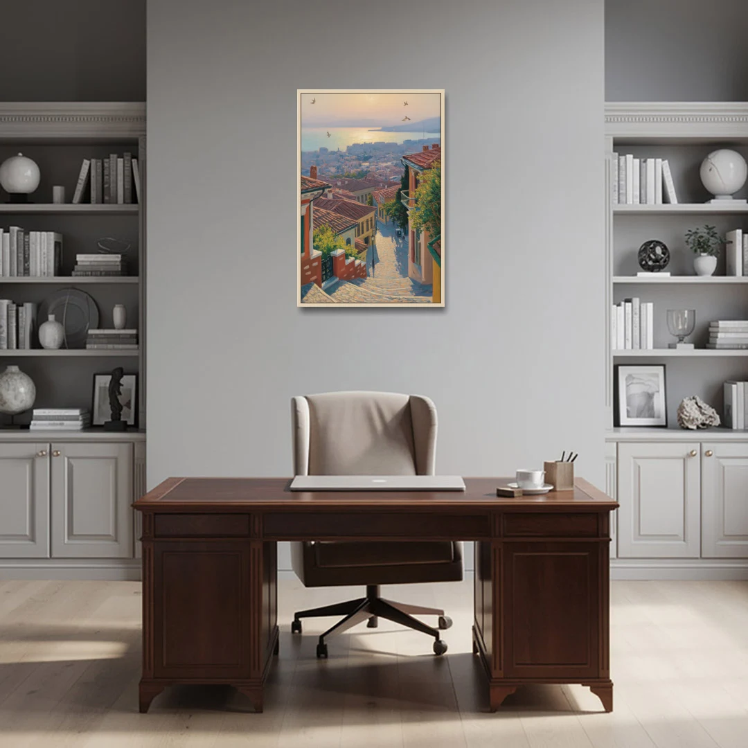 Ano Poli Views - Oak Framed Canvas Wall Art - Office - 24x36