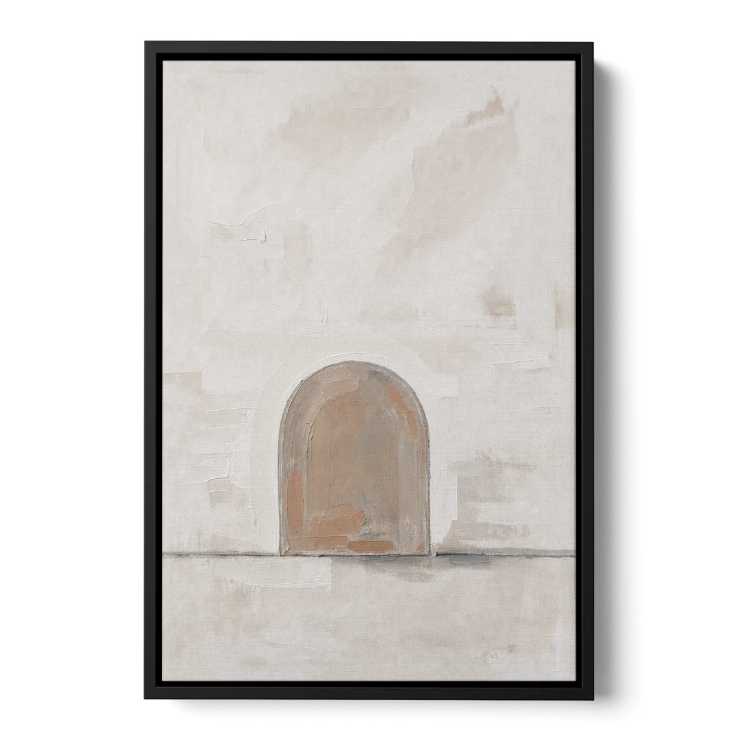 Arch Wall Art of a Brick Dust Niche - Black Framed Canvas Wall Art - Front