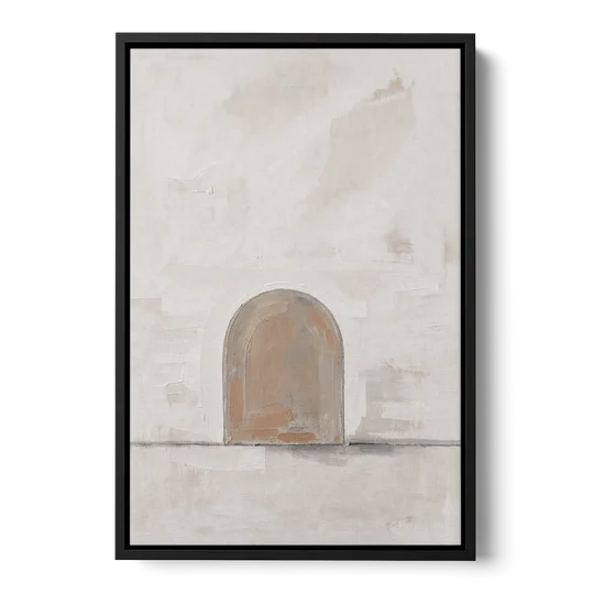 Arch Wall Art of a Brick Dust Niche - Black Framed Canvas Wall Art - Front