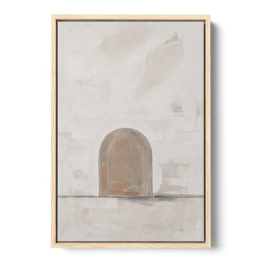 Arch Wall Art of a Brick Dust Niche - Oak Framed Canvas Wall Art - Front