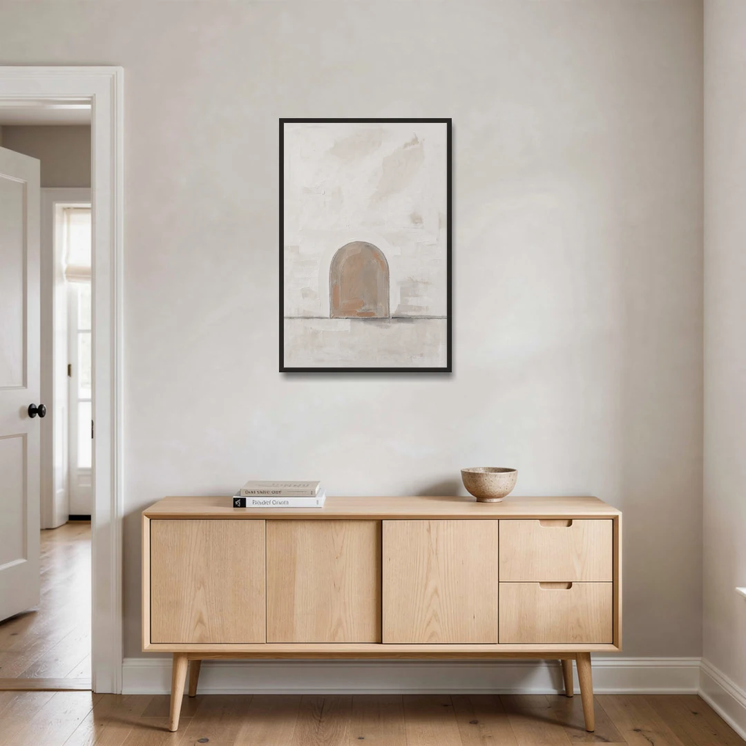 Arch Wall Art of a Brick Dust Niche - Black Framed Canvas Wall Art - Coffee Table - 24x36
