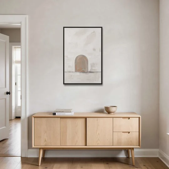 Arch Wall Art of a Brick Dust Niche - Black Framed Canvas Wall Art - Coffee Table - 24x36