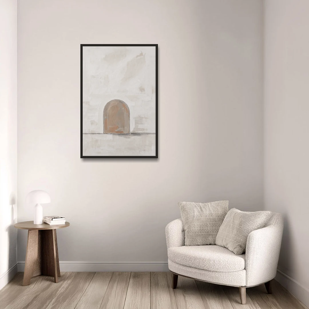 Arch Wall Art of a Brick Dust Niche - Black Framed Canvas Wall Art - Sofa - 24x36