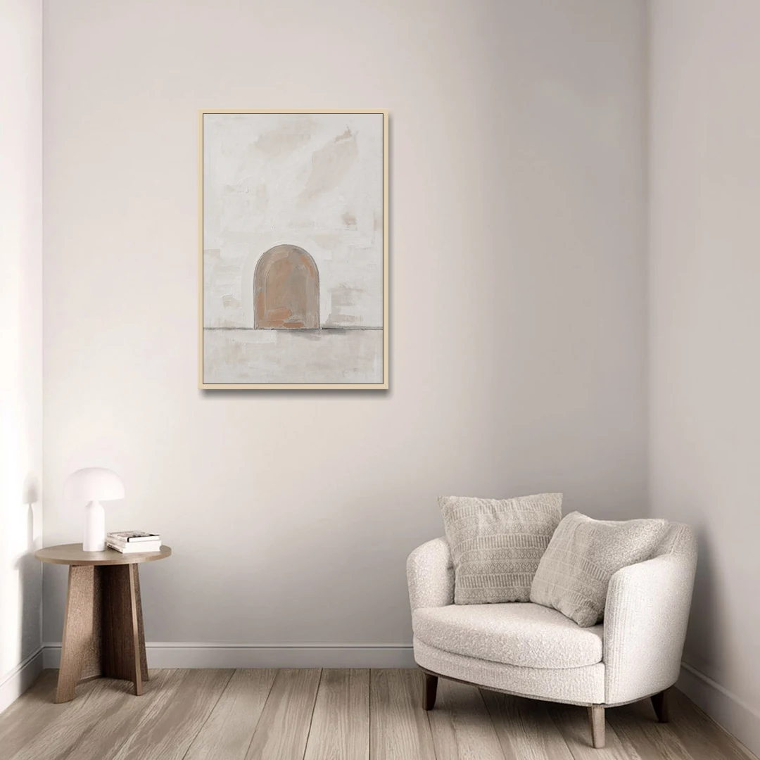 Arch Wall Art of a Brick Dust Niche - Oak Framed Canvas Wall Art - Sofa - 24x36