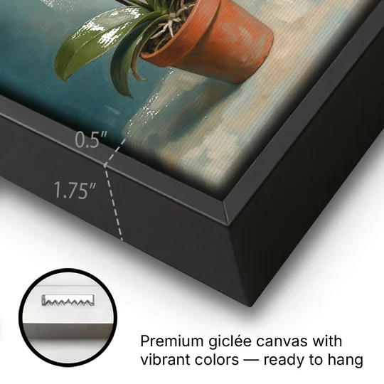 Arching White Moth Orchid Flower - Black Framed Canvas Wall Art - Gallery Wrap Corner