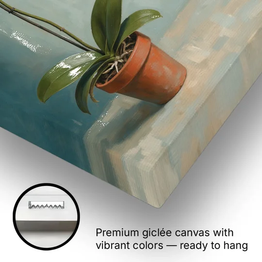 Arching White Moth Orchid Flower - Canvas Wall Art - Gallery Wrap Corner