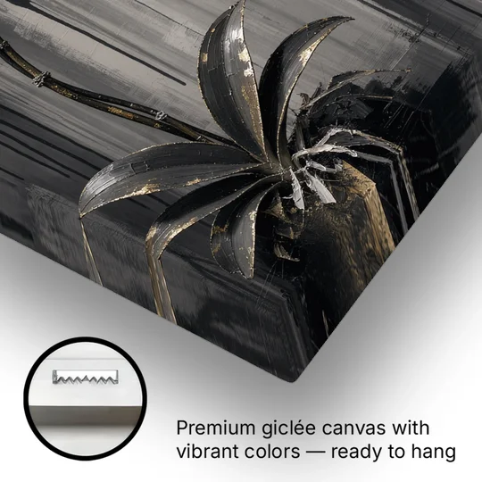 Arching White Orchid Spray with Gold Accents - Canvas Wall Art - Gallery Wrap Corner