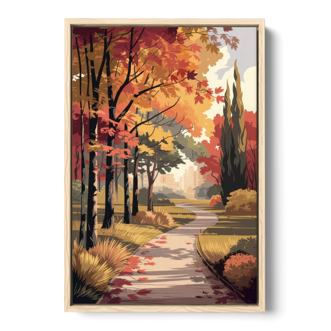 Arlington Autumn Colors - Oak Framed Canvas Wall Art - Front