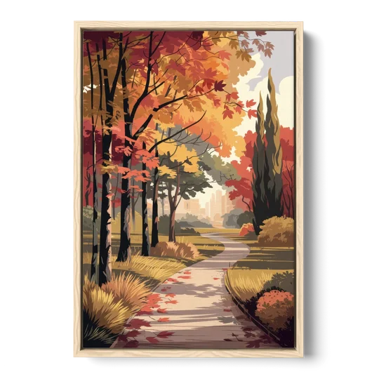 Arlington Autumn Colors - Oak Framed Canvas Wall Art - Front