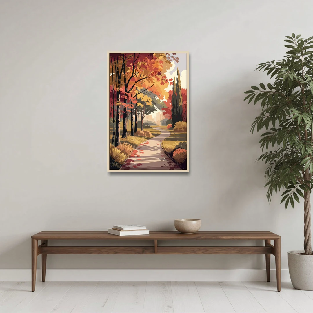 Arlington Autumn Colors - Oak Framed Canvas Wall Art - Coffee Table - 24x36