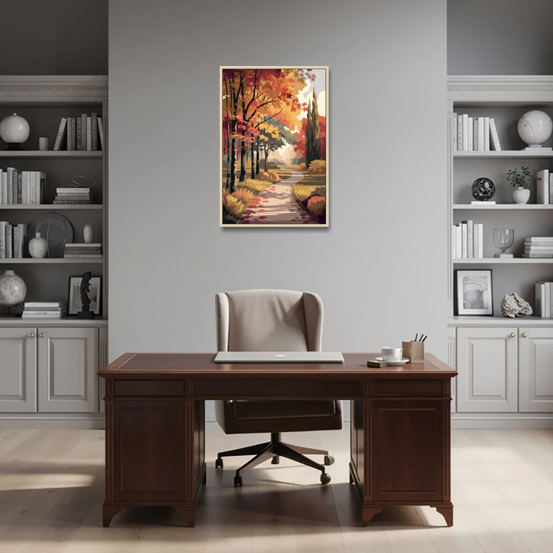Arlington Autumn Colors - Oak Framed Canvas Wall Art - Office - 24x36