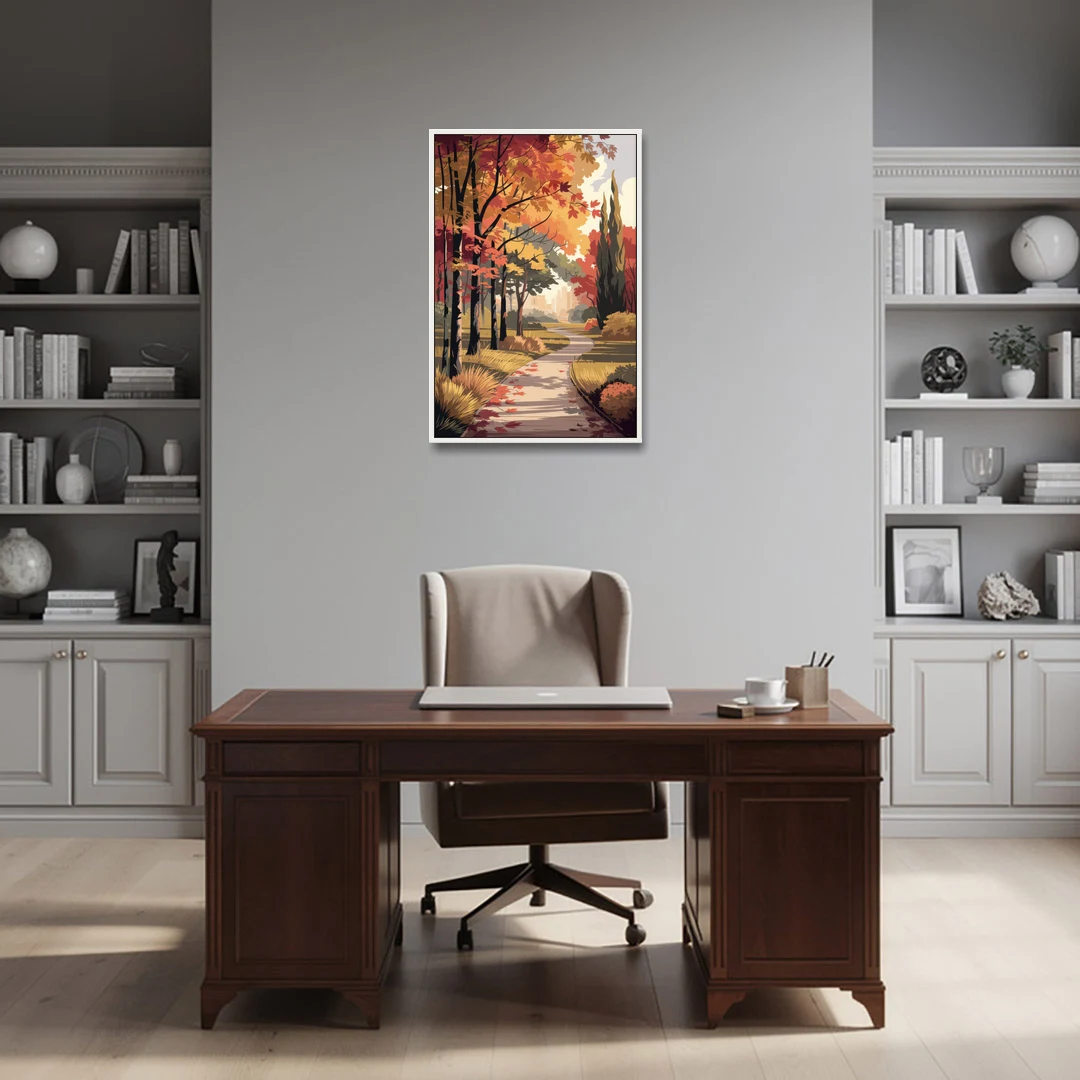 Arlington Autumn Colors - White Framed Canvas Wall Art - Office - 24x36