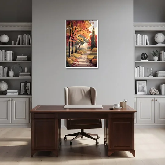 Arlington Autumn Colors - White Framed Canvas Wall Art - Office - 24x36