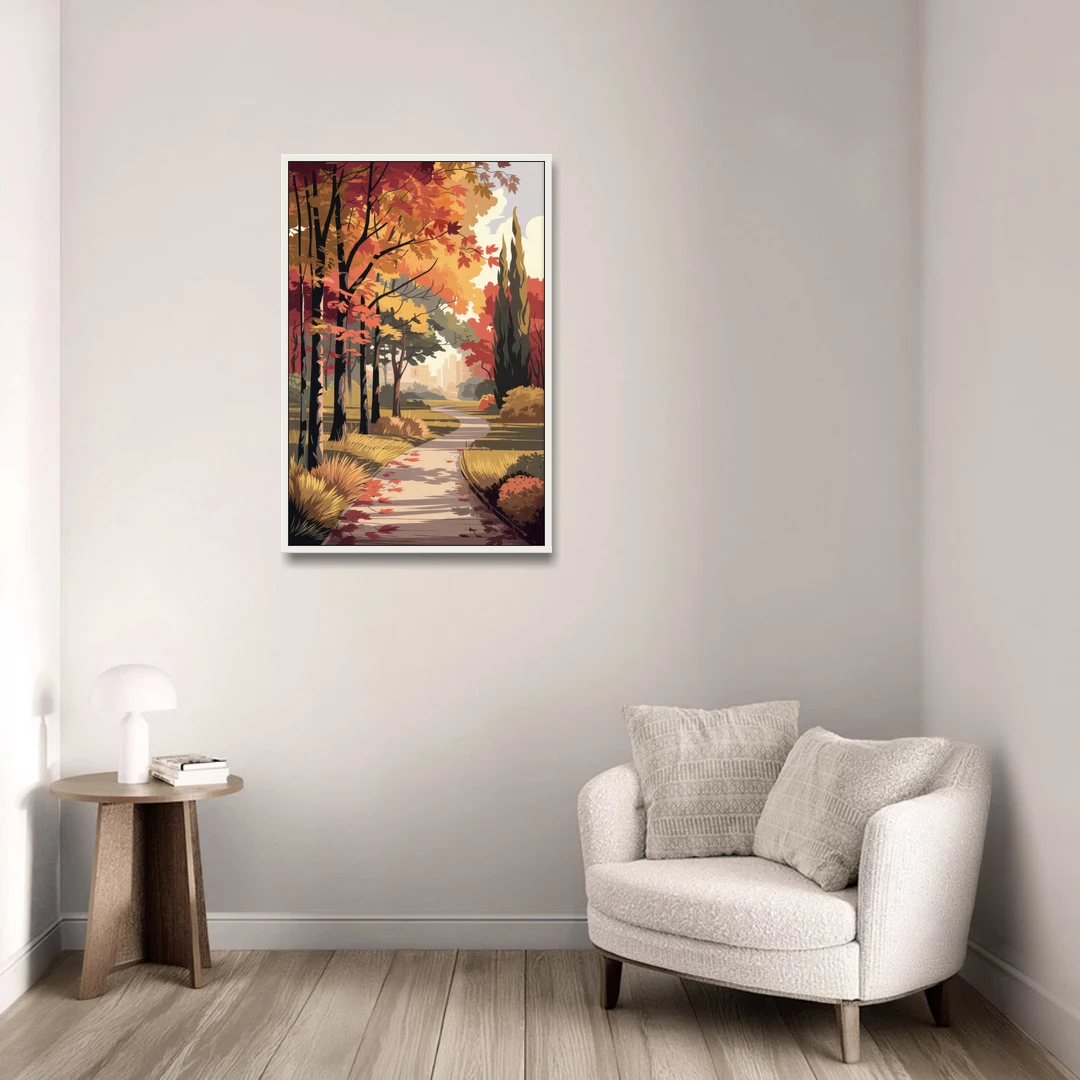 Arlington Autumn Colors - White Framed Canvas Wall Art - Sofa - 24x36