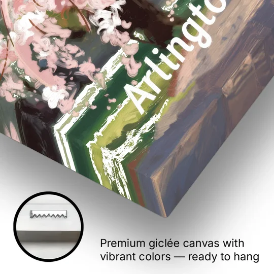 Arlington Cherry Blossoms - Canvas Wall Art - Gallery Wrap Corner