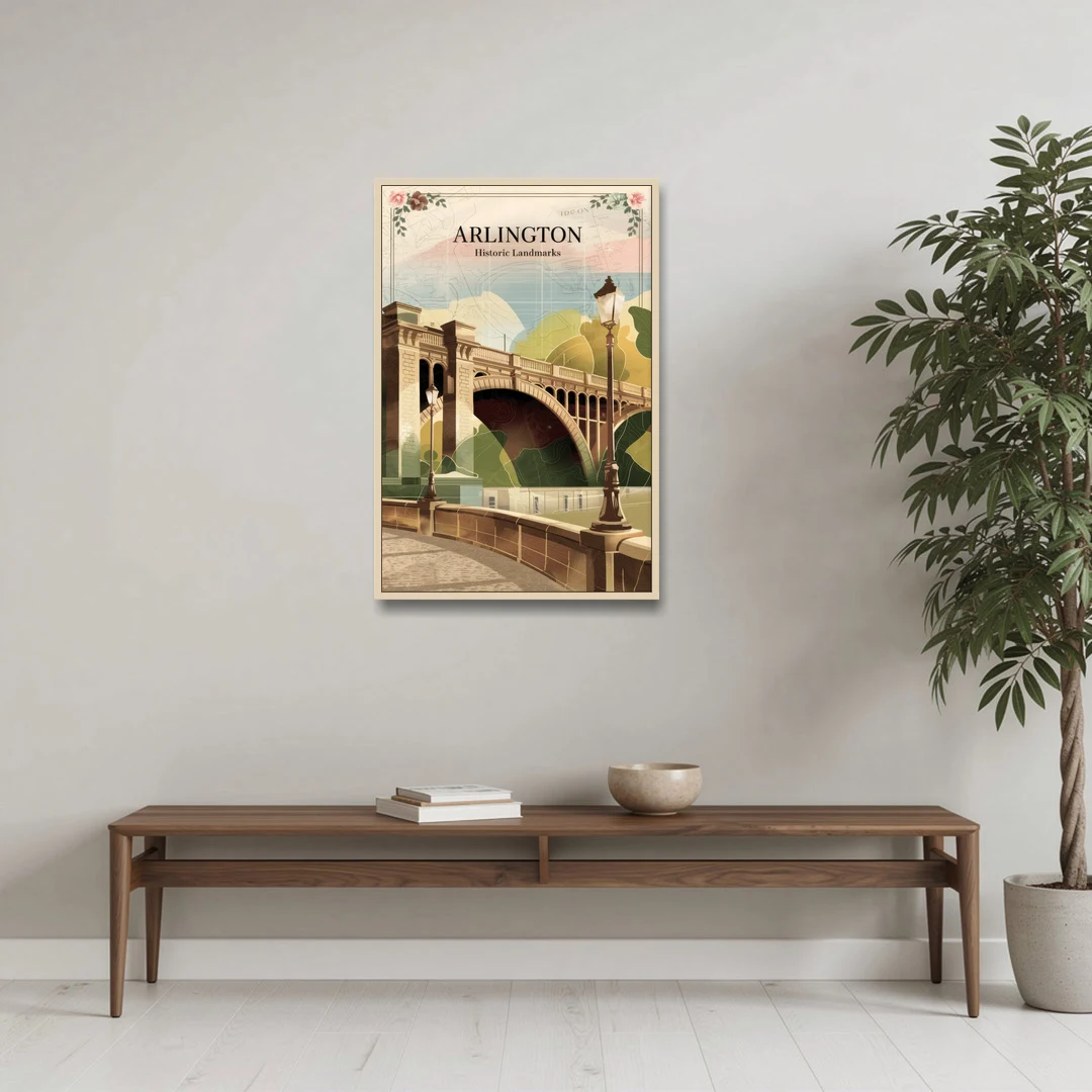 Arlington Historic Landmarks - Oak Framed Canvas Wall Art - Coffee Table - 24x36